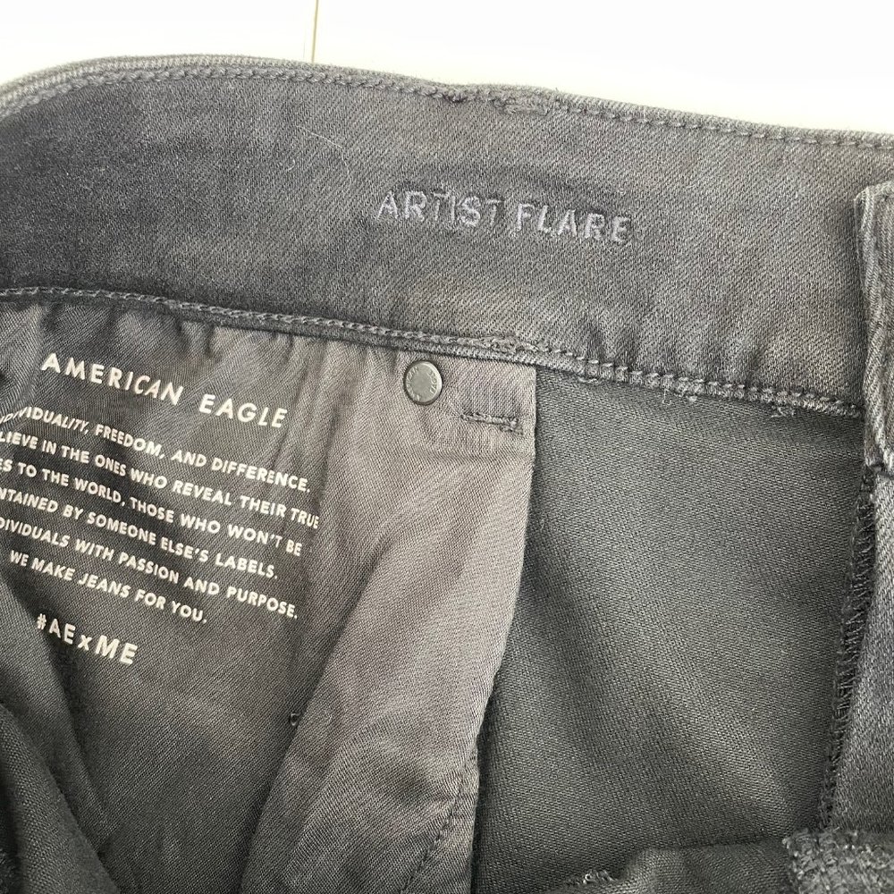 American Eagle Outfitters Artist Flare Black Denim Jeans Womens 22 Short - Picture 12 of 13
